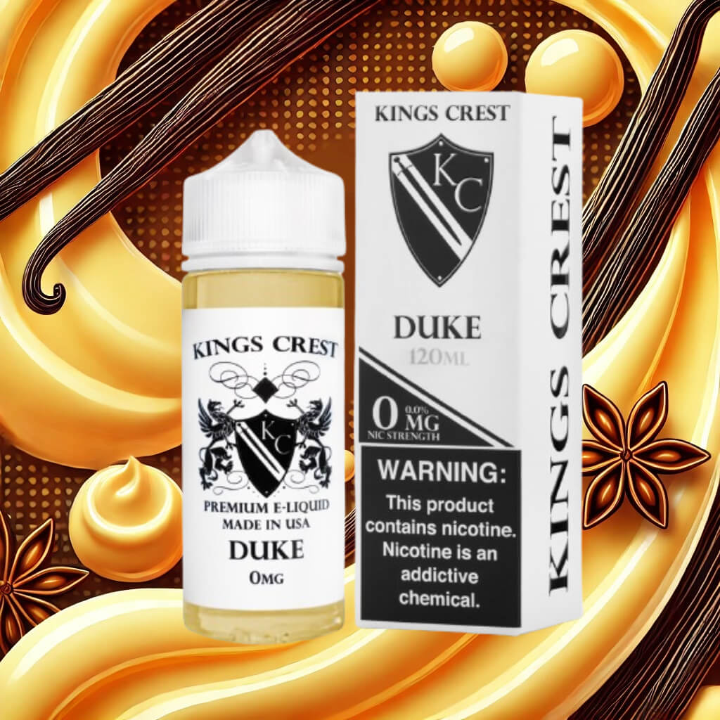 King's Crest Duke 120ml E-Juice - Botella y caja de presentación